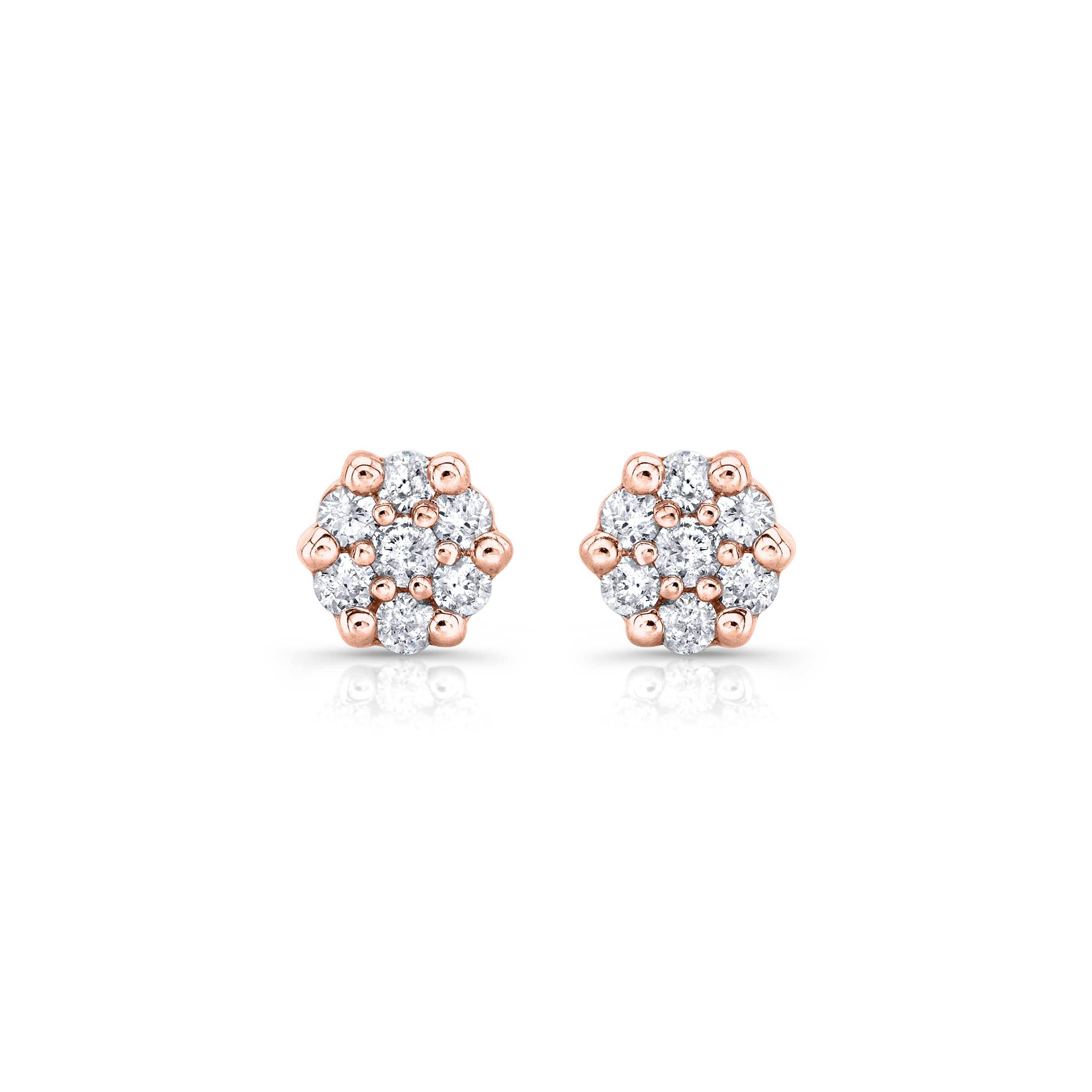 pair of rose gold diamond cluster stud earrings