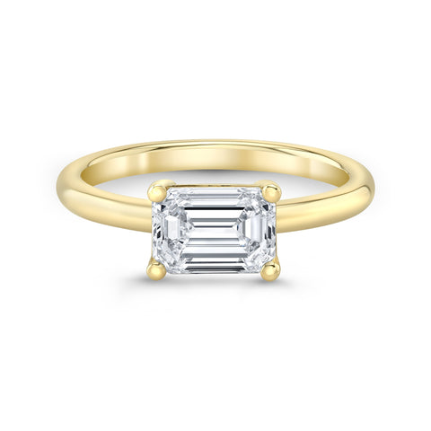 Alexa East/West Emerald Solitaire engagement ring Carter Eve Jewelry