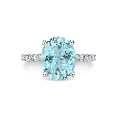 Aqua Solitaire bridal Carter Eve Jewelry