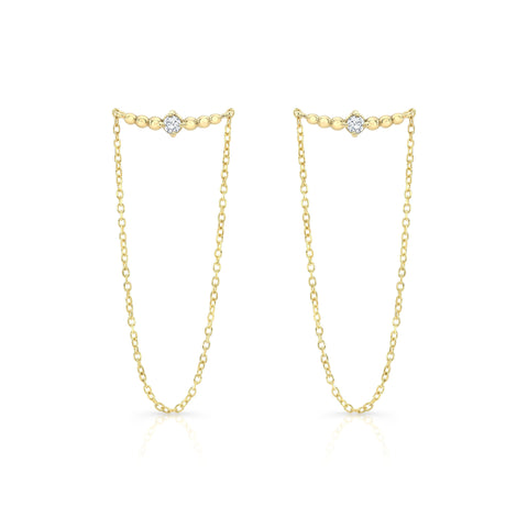 Belle Double Chain Diamond Studs Earrings Carter Eve Jewelry
