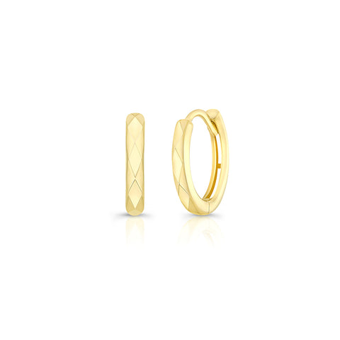 14k gold faceted hoop earrings
