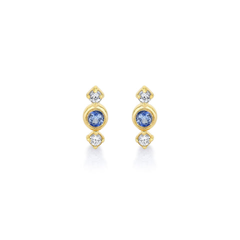 Huntress Studs w/ Blue Sapphire + Diamonds Earrings Carter Eve Jewelry