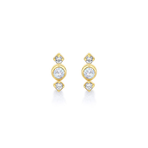 Huntress Studs with Moonstone + Diamonds Earrings Carter Eve Jewelry