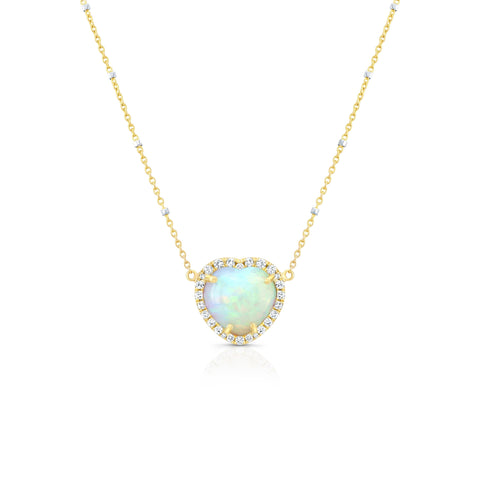 Opal Heart with Diamond Halo Pendant Necklace Carter Eve Jewelry