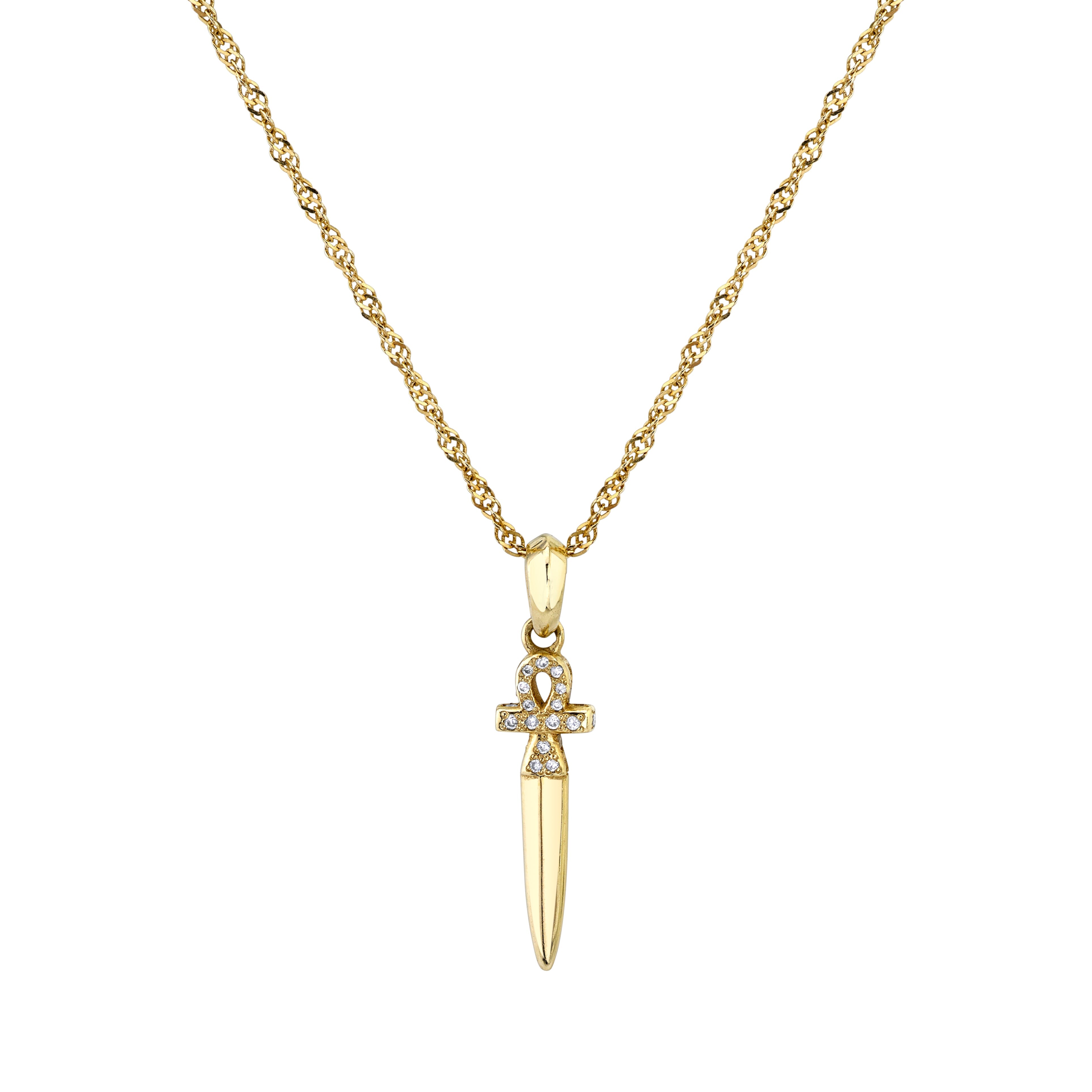 Pave Ankh Dagger Charm Necklaces Carter Eve Jewelry