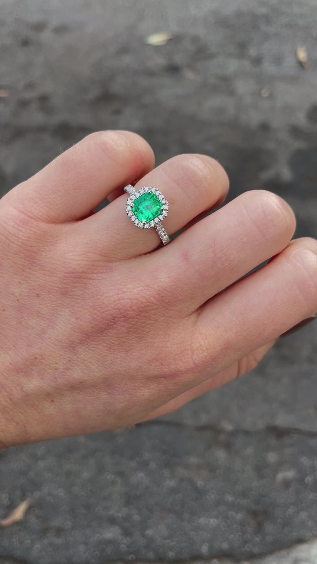 Emerald Halo Engagement Ring