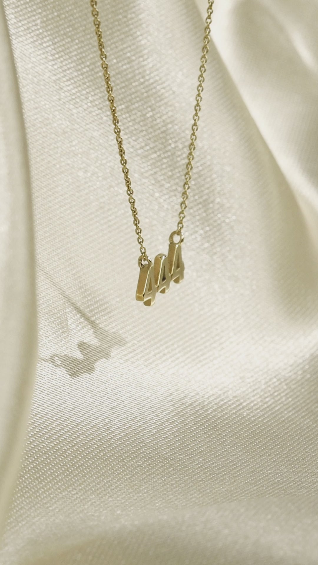 444 Angel Number Pendant in 14K Solid Gold