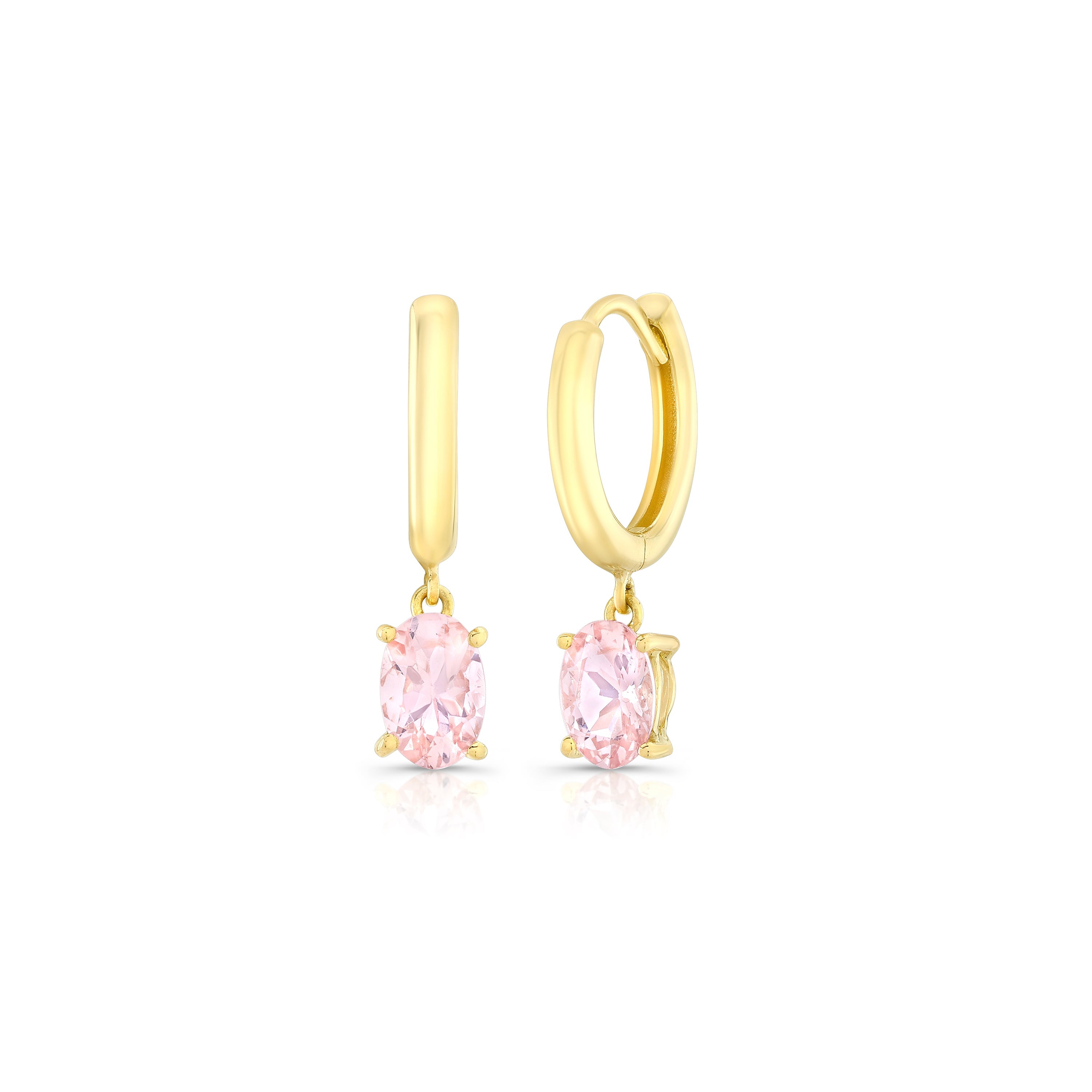 Rue Morganite Drop Hoops Earrings Carter Eve Jewelry