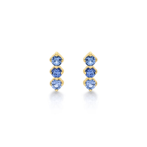 Sapphire Trinity Studs Earrings Carter Eve Jewelry