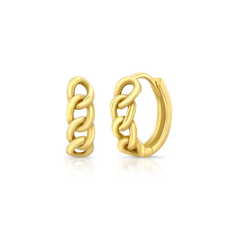 gold curb link hoop earrings