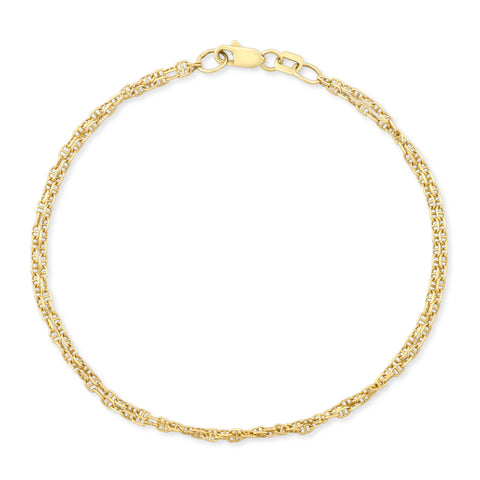 double anchor chain bracelet in 14k solid gold