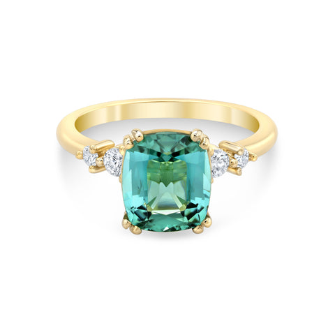 14ky gold green tourmaline and diamond ring