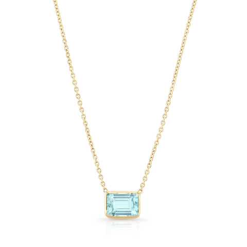 14ky gold aquamarine pendant necklace