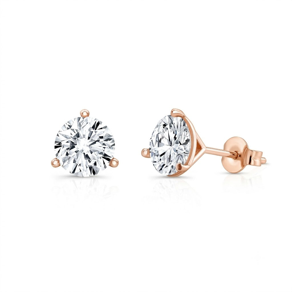 2 ctw Three Prong Diamond Studs