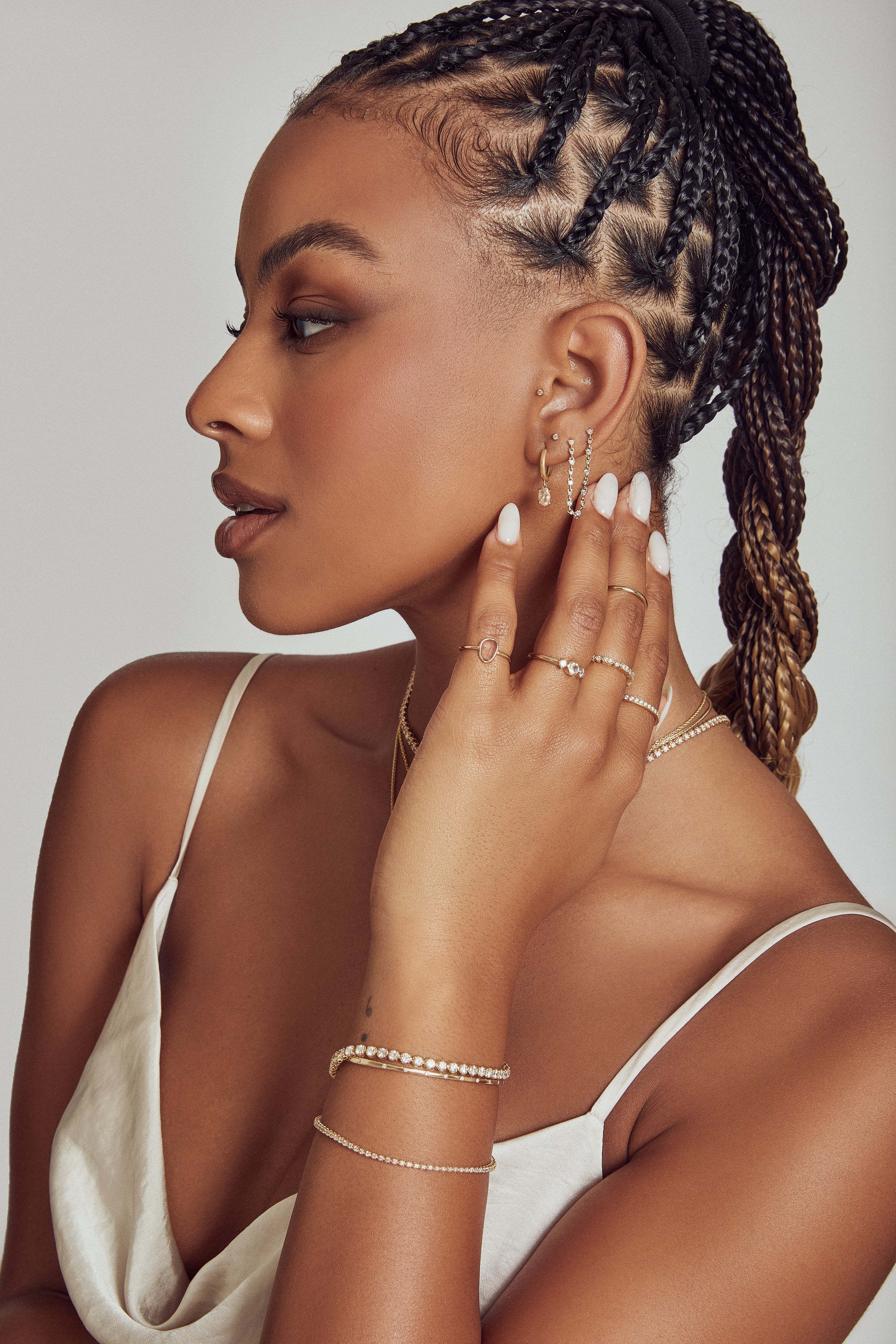 Diamond Double Chain Earring (Pair)