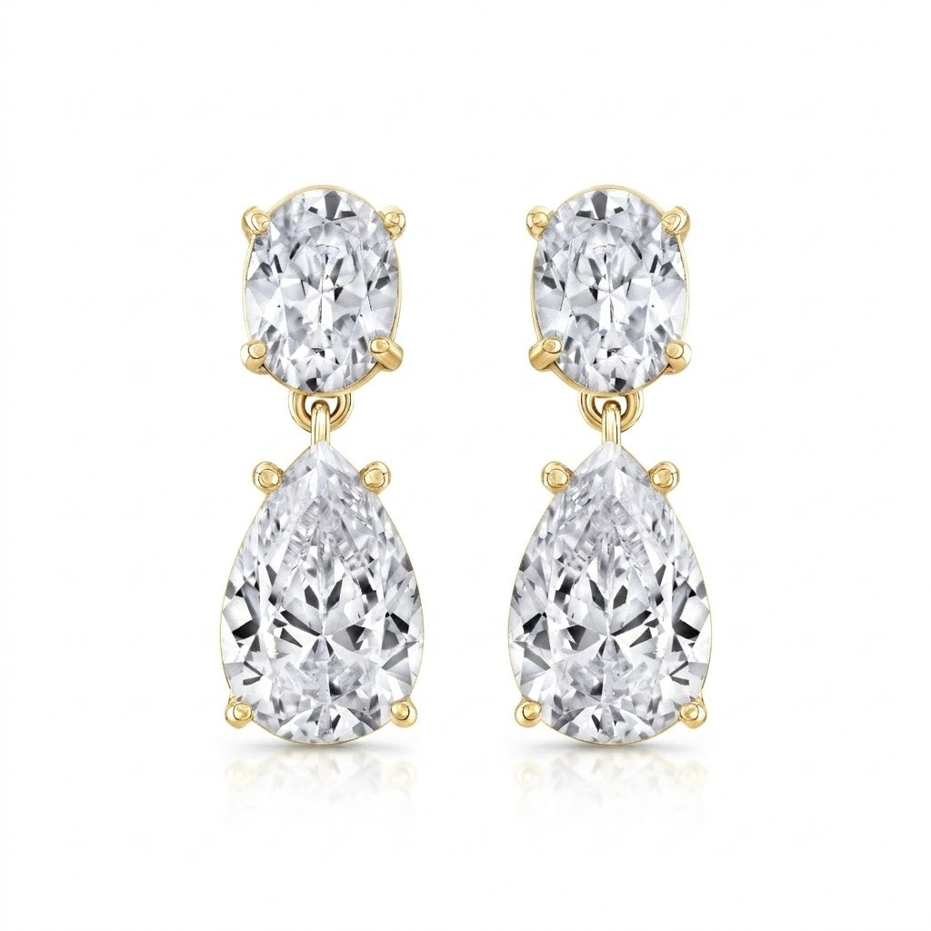 Zari Oval + Pear Diamond Drop Earrings