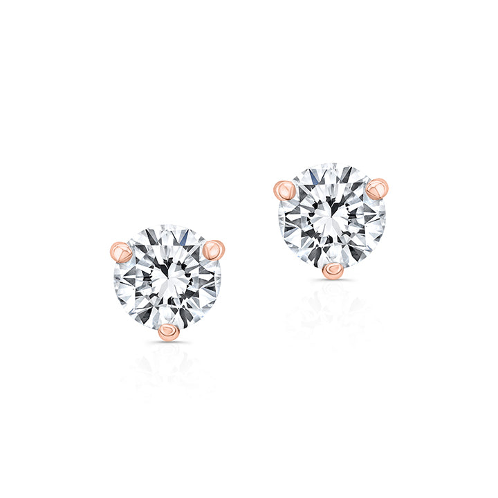 Three Prong Diamond Studs (1 ctw)
