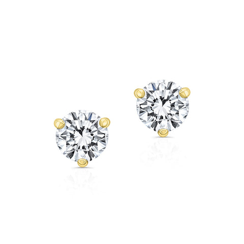 Three Prong Diamond Studs (1 ctw)