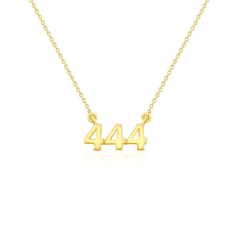 Angel Number 444 Pendant in 14K Yellow Gold