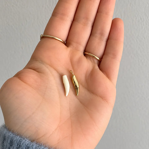 Custom Cat Tooth Charm in 14K Gold