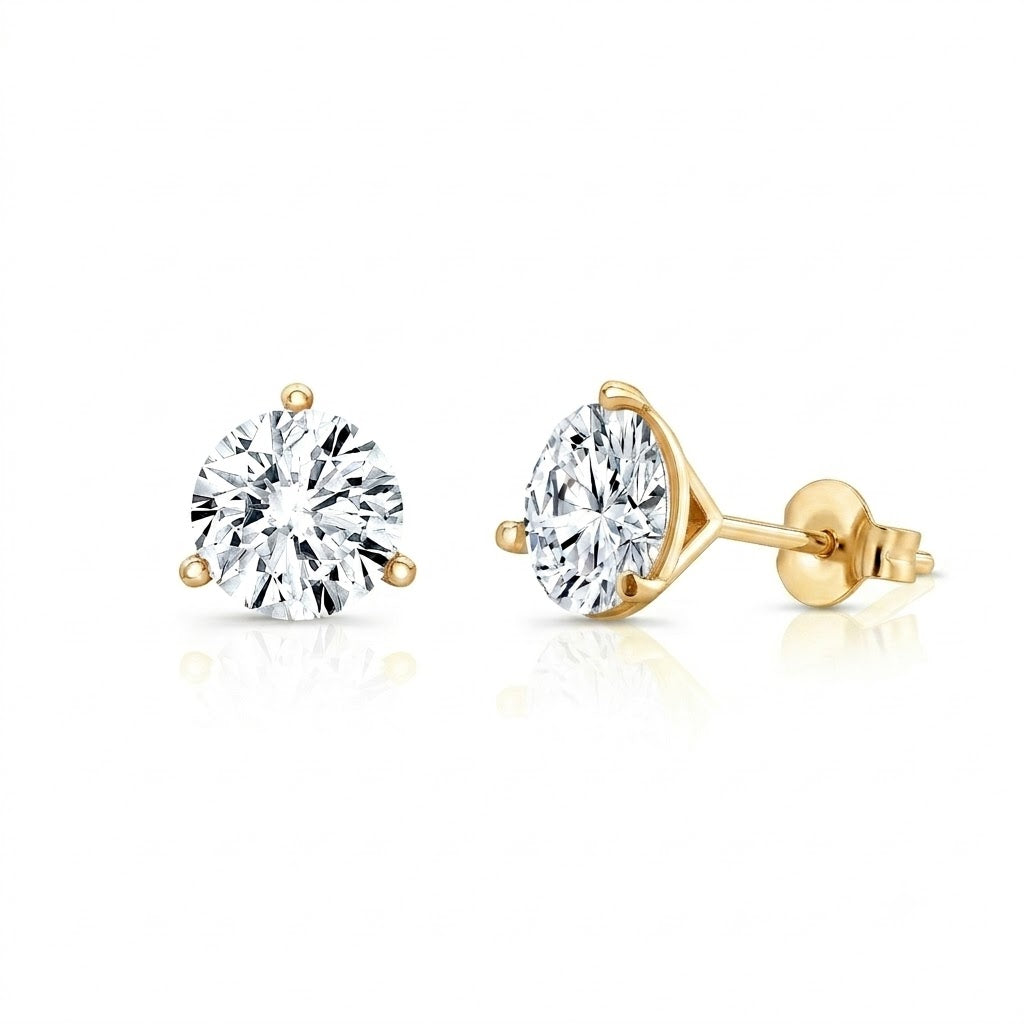 2 ctw Three Prong Diamond Studs