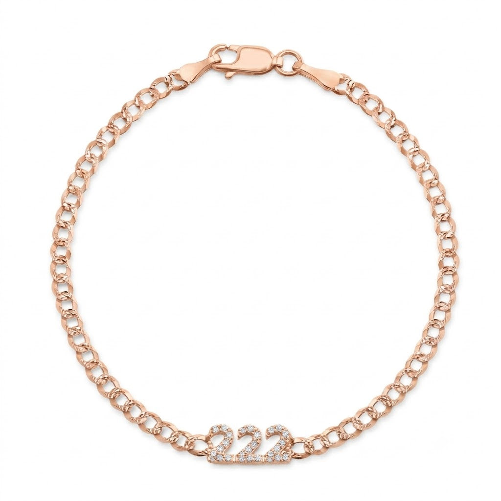 Diamond 222 Angel Number Bracelet 14K Gold