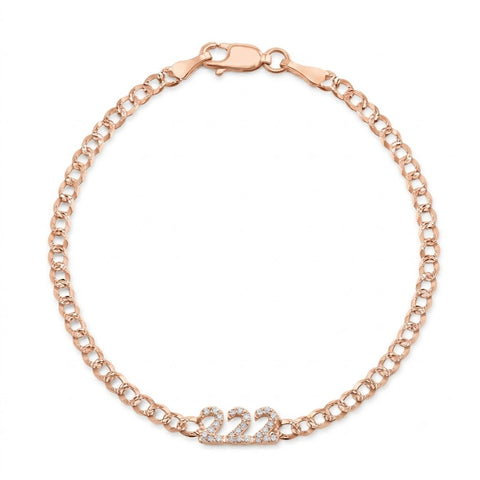 Diamond 222 Angel Number Bracelet 14K Gold