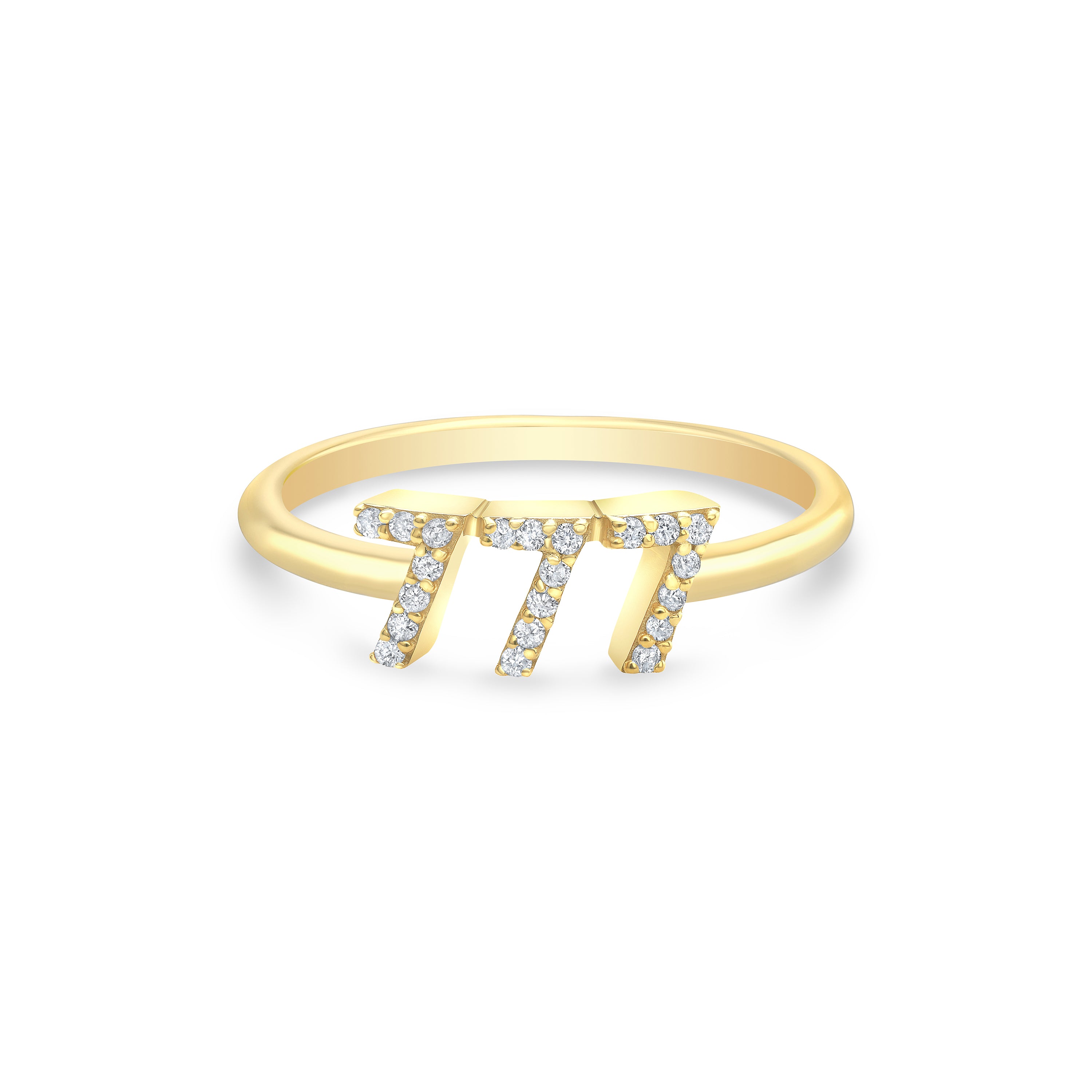 Diamond 777 Angel Number Ring