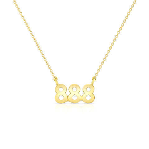 Angel Number 888 Pendant in 14K Yellow Gold