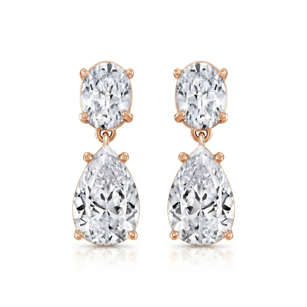 Zari Oval + Pear Diamond Drop Earrings