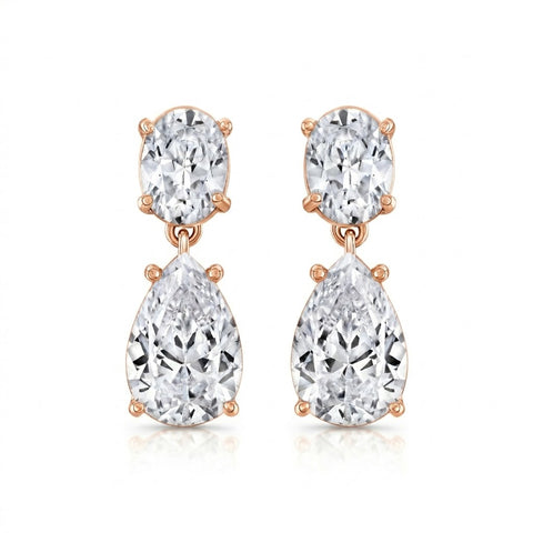Zari Oval + Pear Diamond Drop Earrings