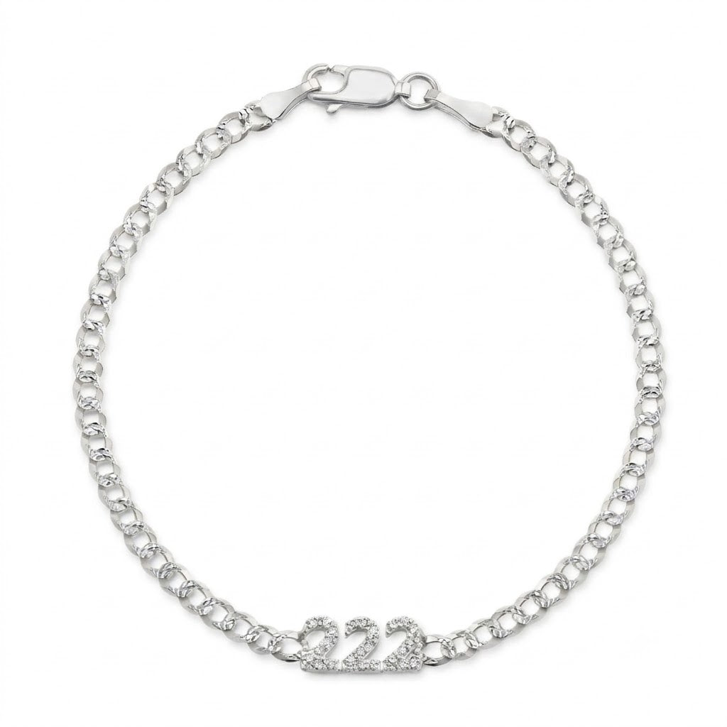 Diamond 222 Angel Number Bracelet 14K Gold