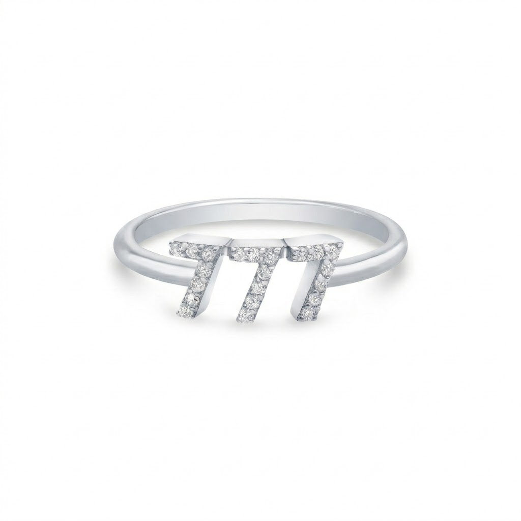 Diamond 777 Angel Number Ring
