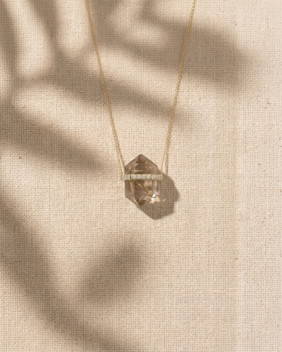 Rutilated Quartz Crystal Necklace