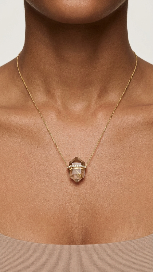 Rutilated Quartz Crystal Necklace