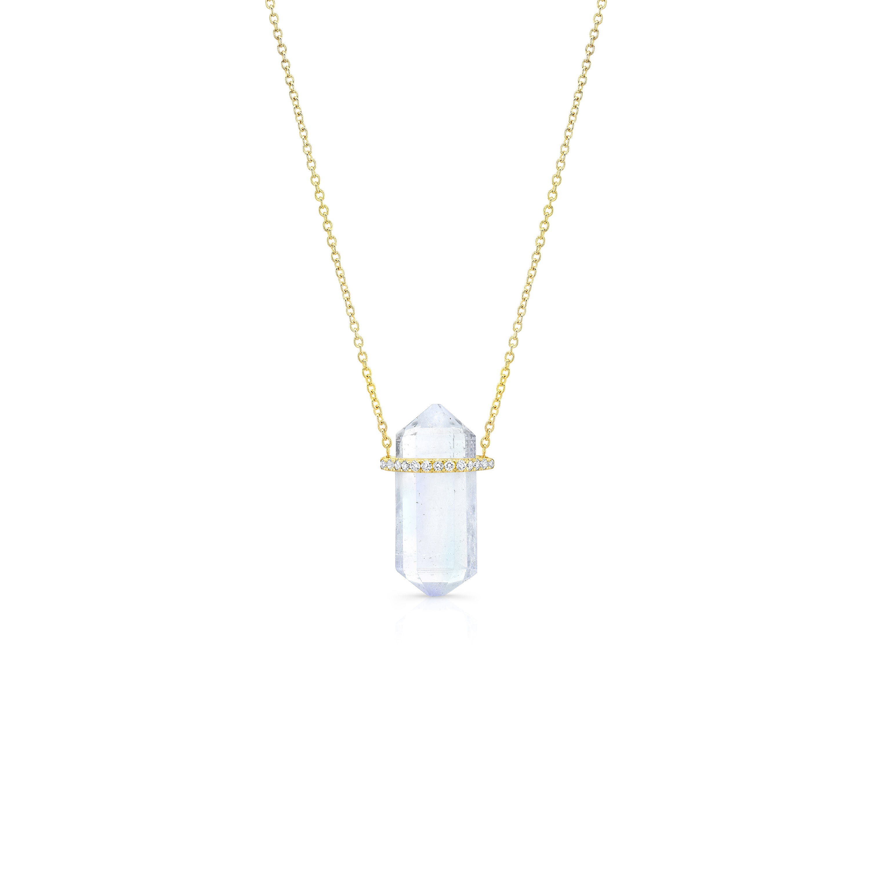 14k gold aquamarine crystal pendant with diamonds 