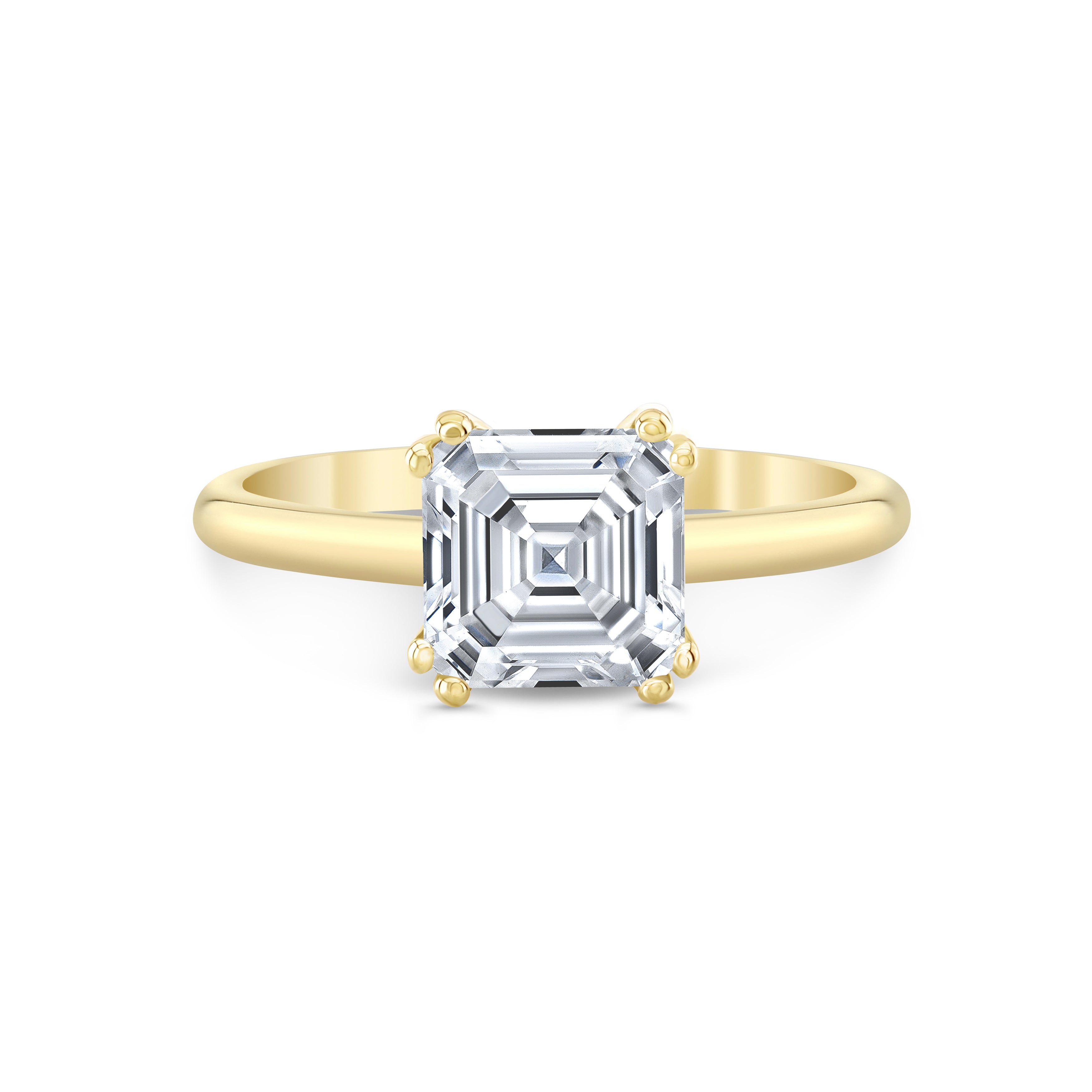 14ky gold asscher cut diamond engagement ring