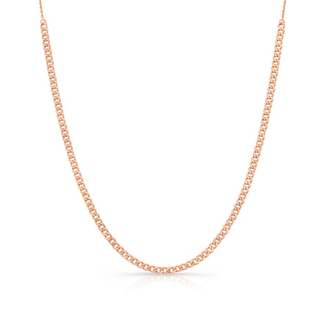 14k Rose gold chain necklace on a white background
