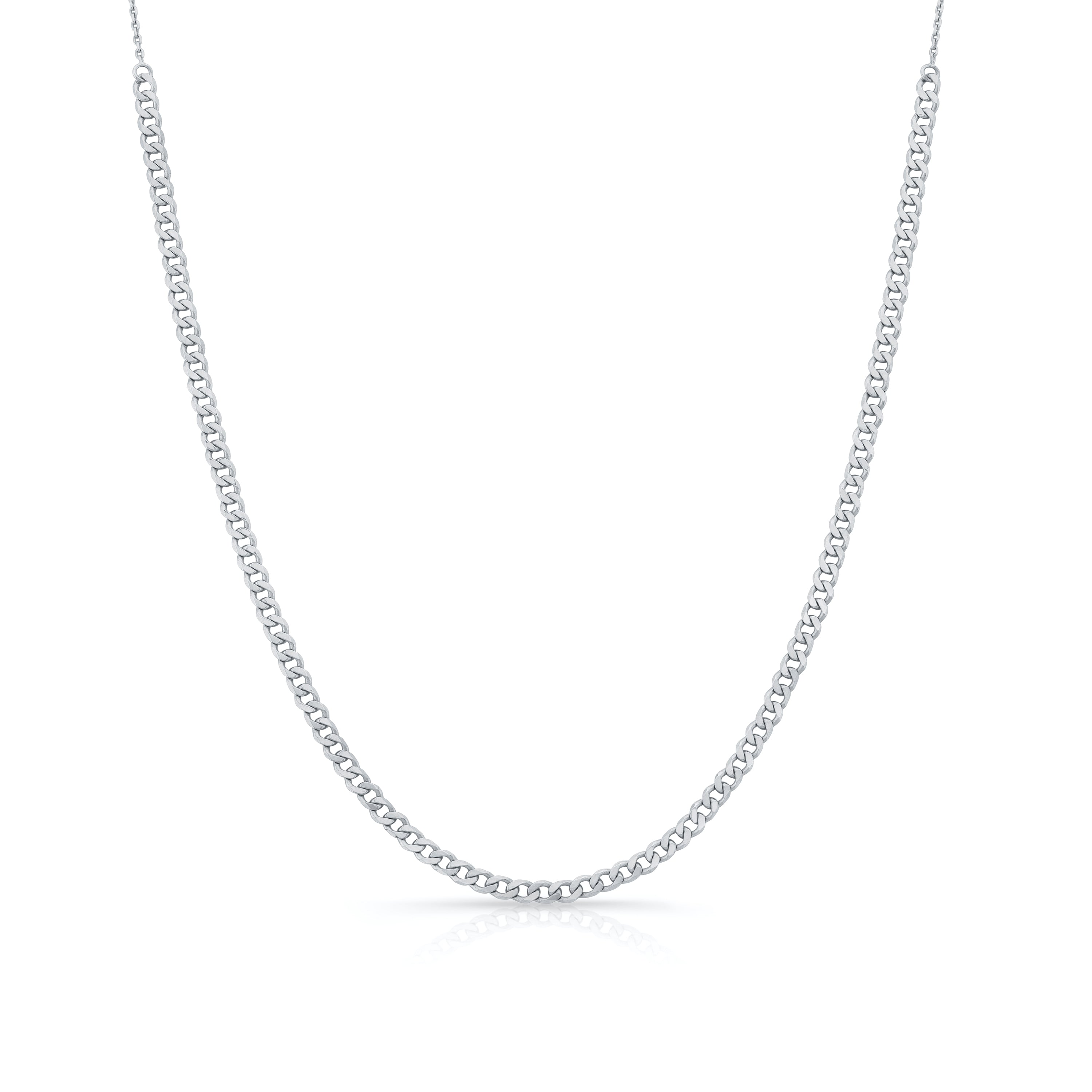 14k white gold chain necklace on a white background