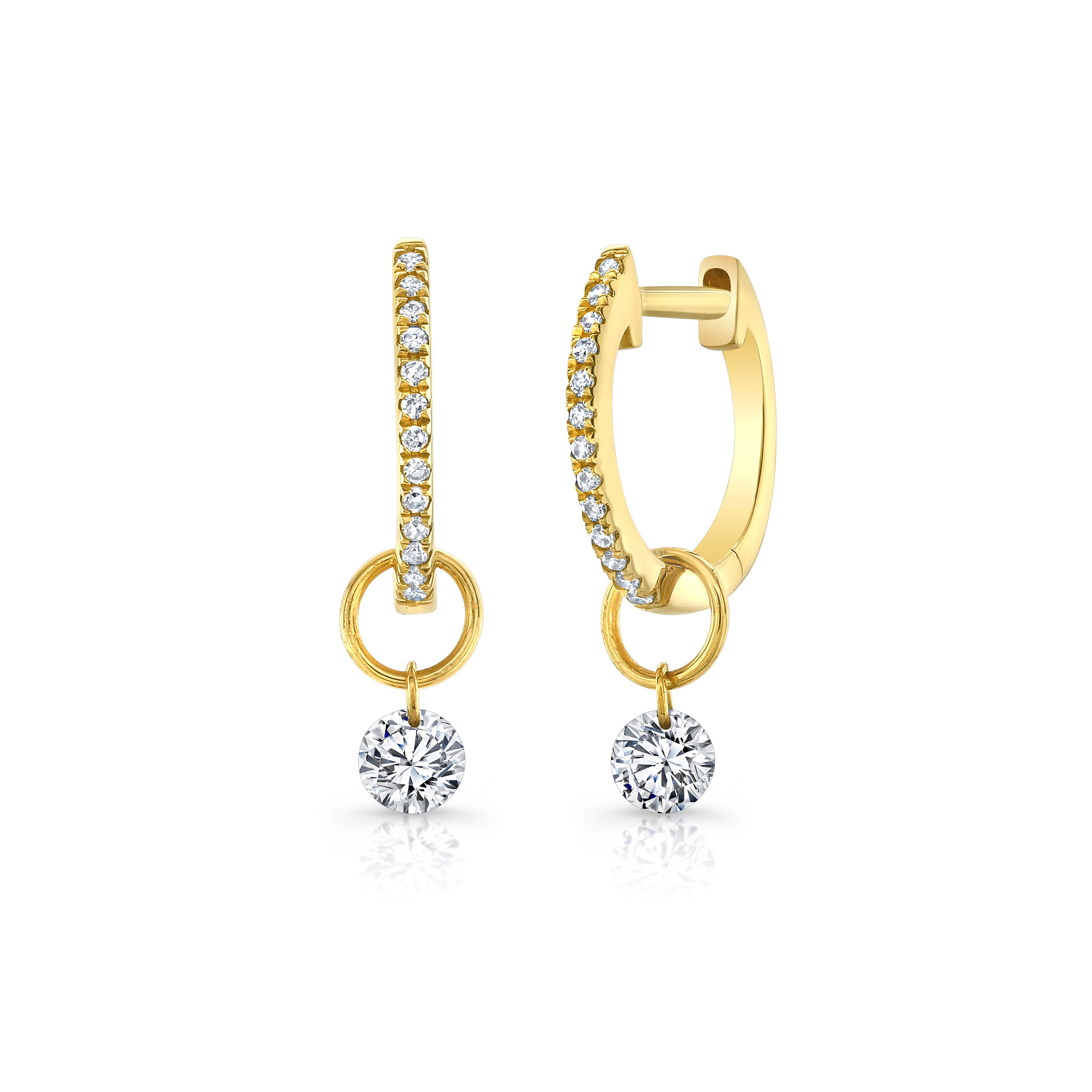 Delicate Diamond Hoops with Diamond Drops (10mm)