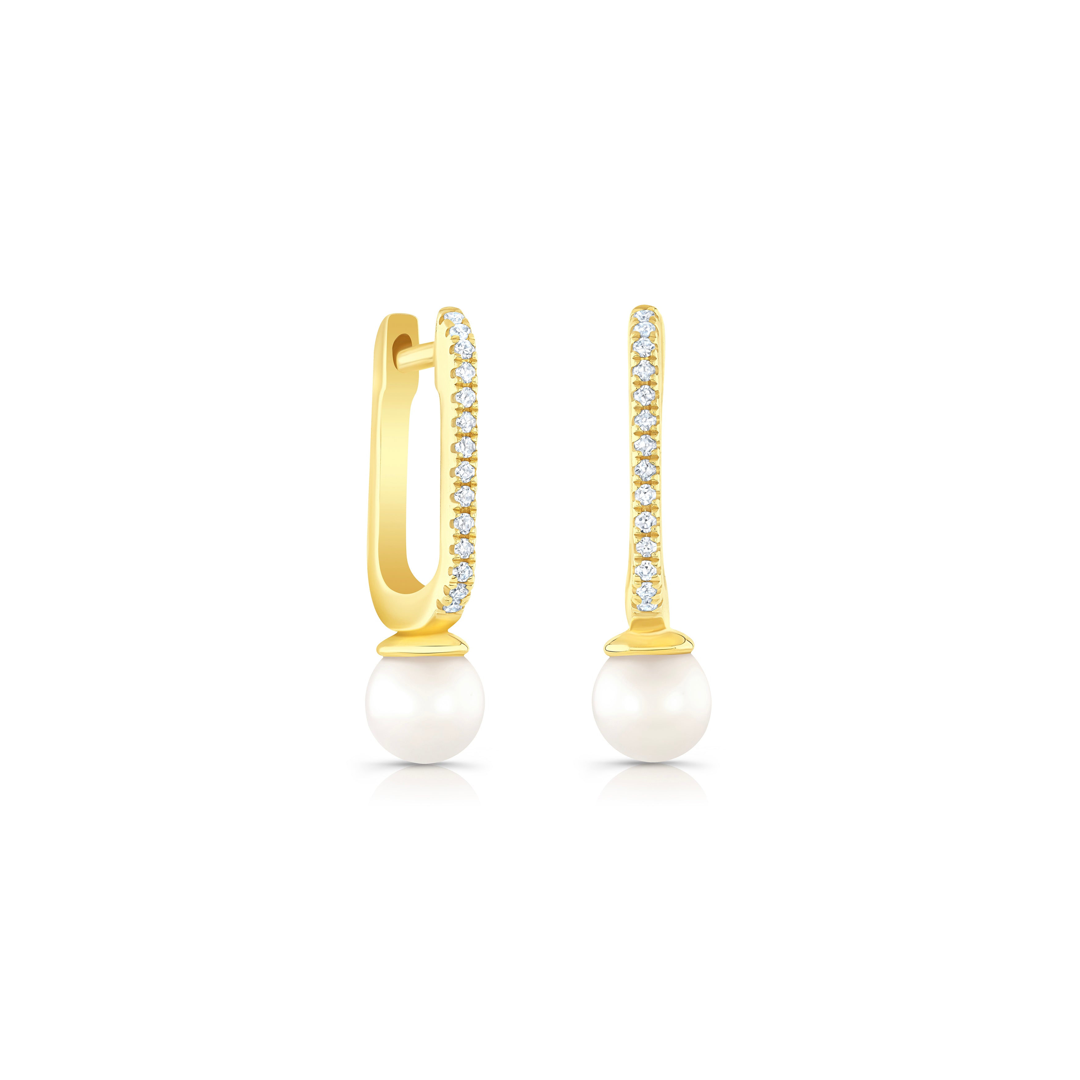 Pearl + Diamond Hoops