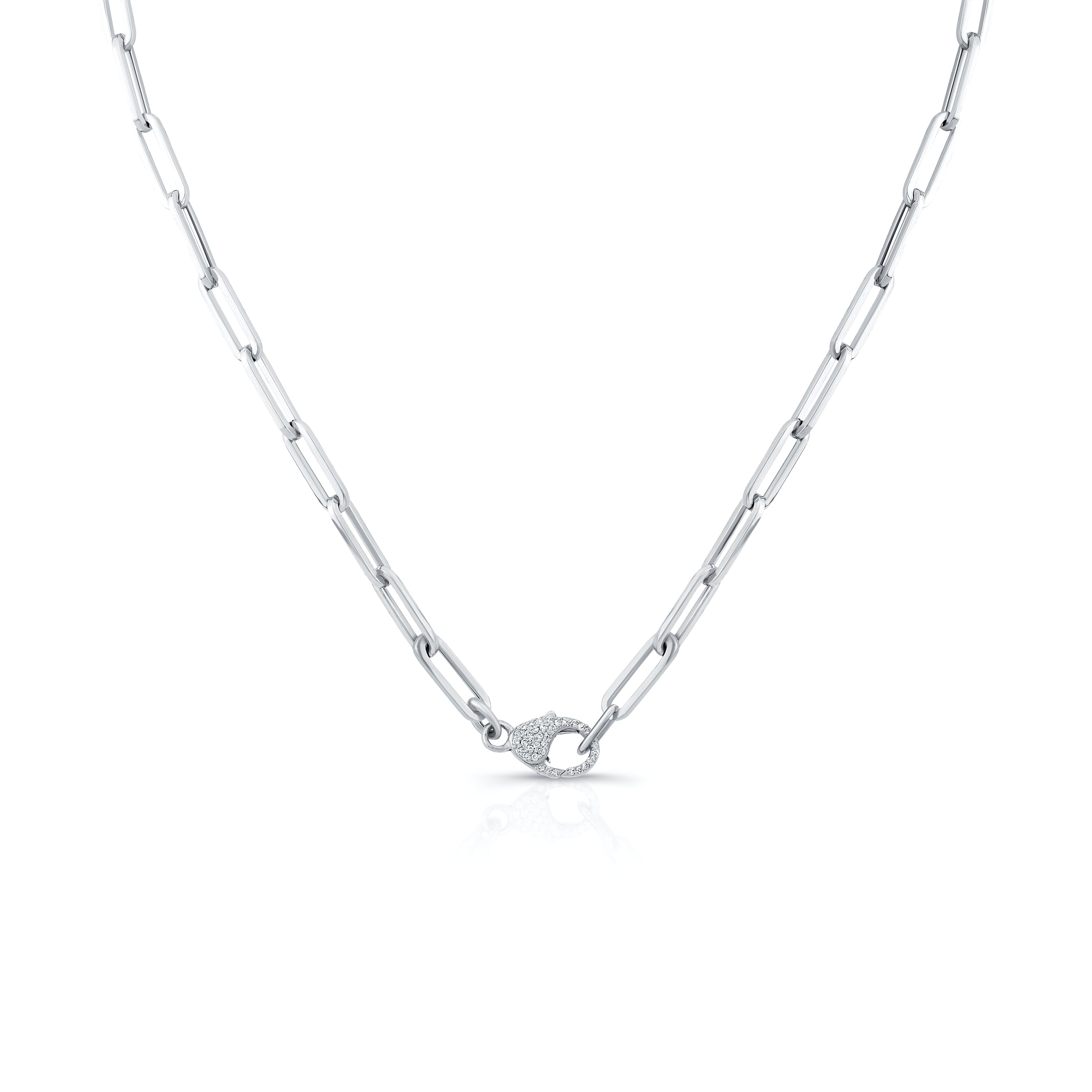 Ellipse Link Necklace with Pavé Clasp