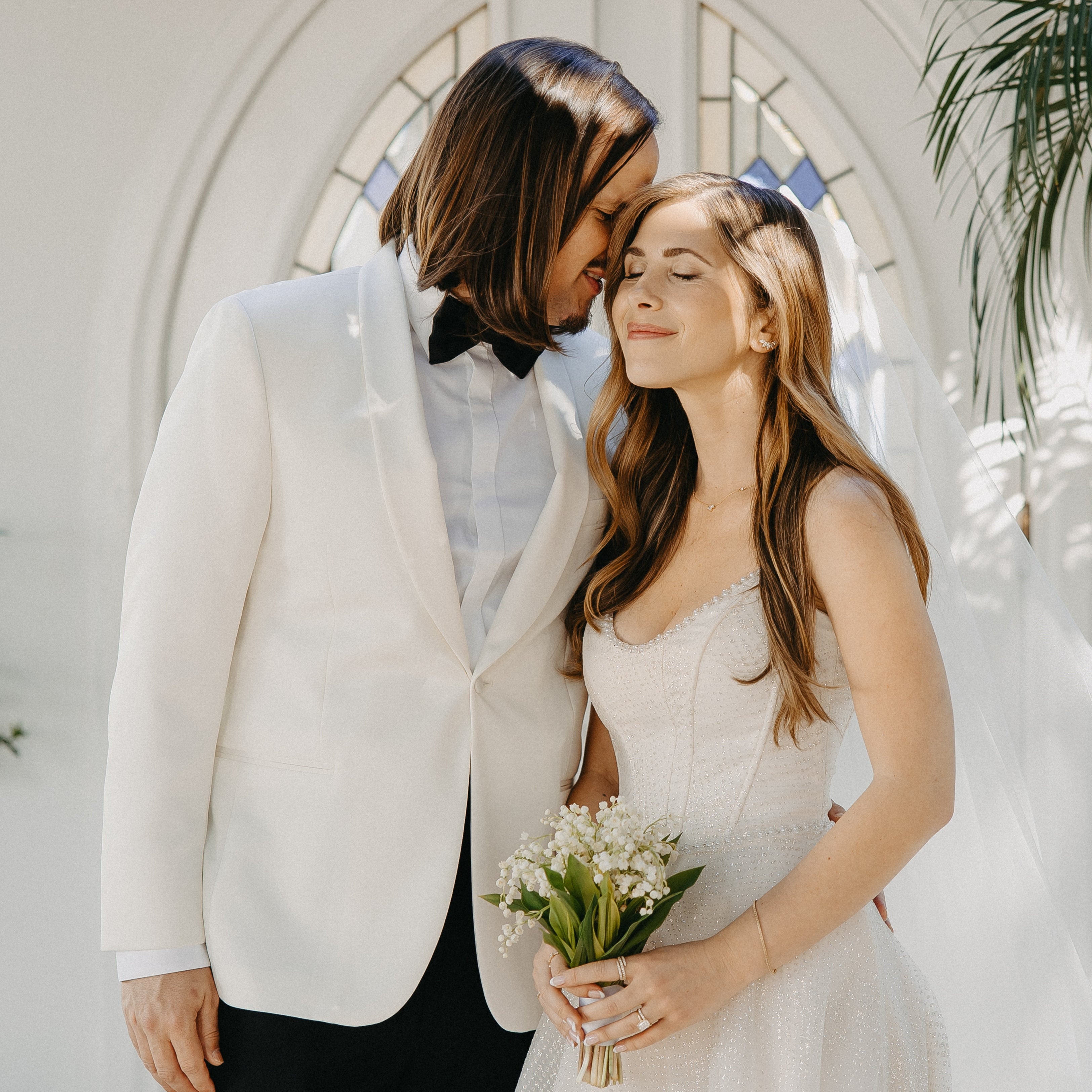 Elodie Diamond Ear Climbers worn by Jewelry Designer Carter Eve on her wedding day