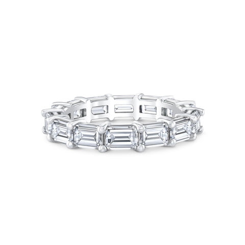 Emerald Cut Diamond Eternity Band with East West Four Prong Settings. Designed by Carter Eve Jewelry.