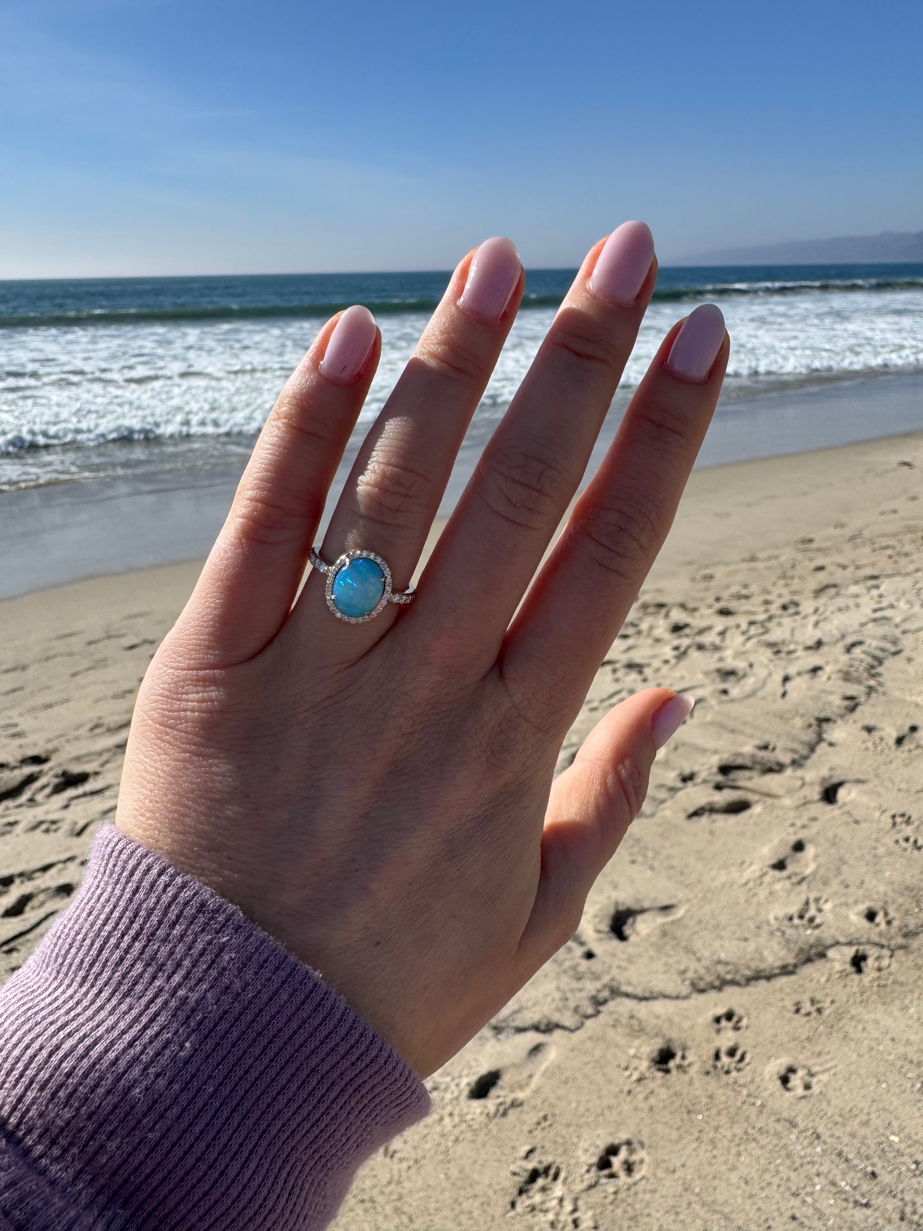 Opal Halo Engagement Ring