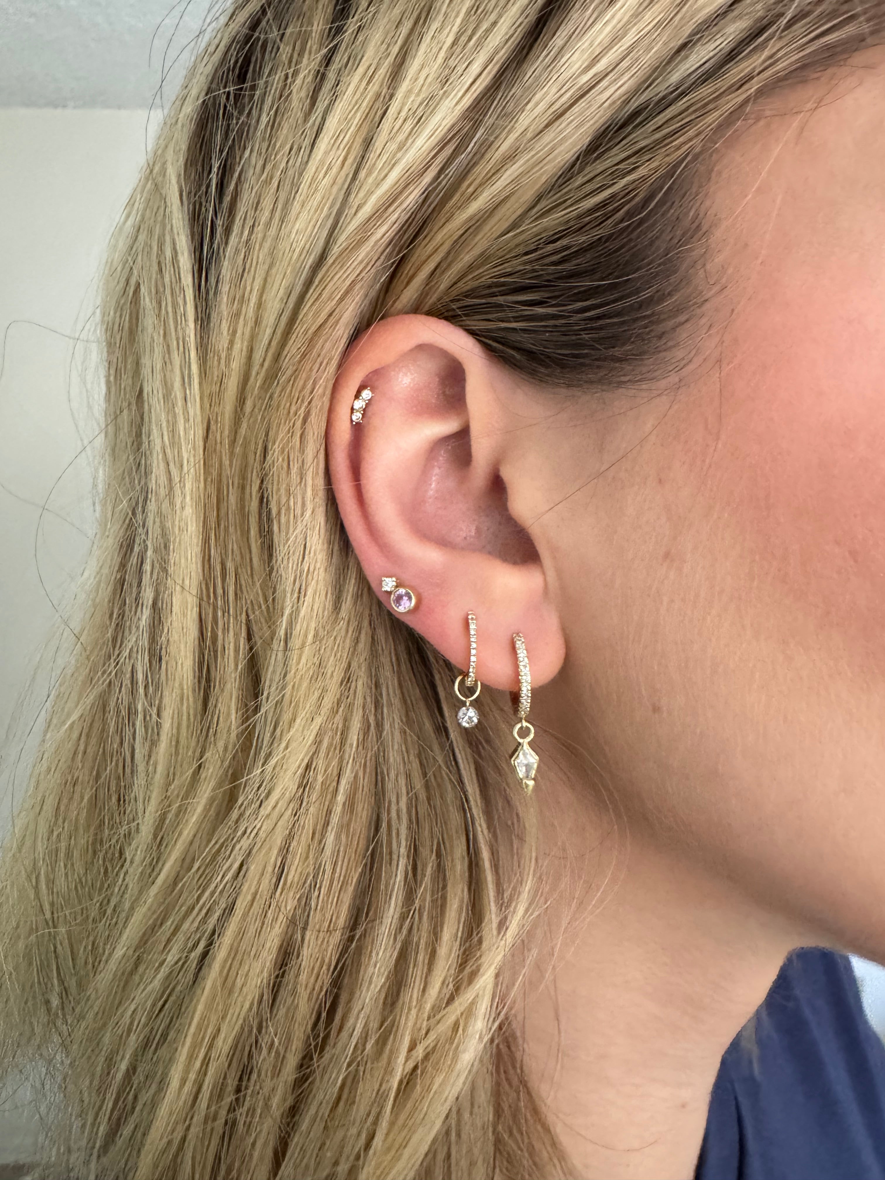 Delicate Diamond Hoops with Diamond Drops (10mm)