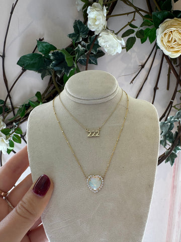 Opal Heart with Diamond Halo Necklace