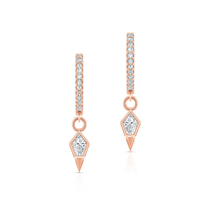 Kite Shaped Diamond Drop Huggie Hoops