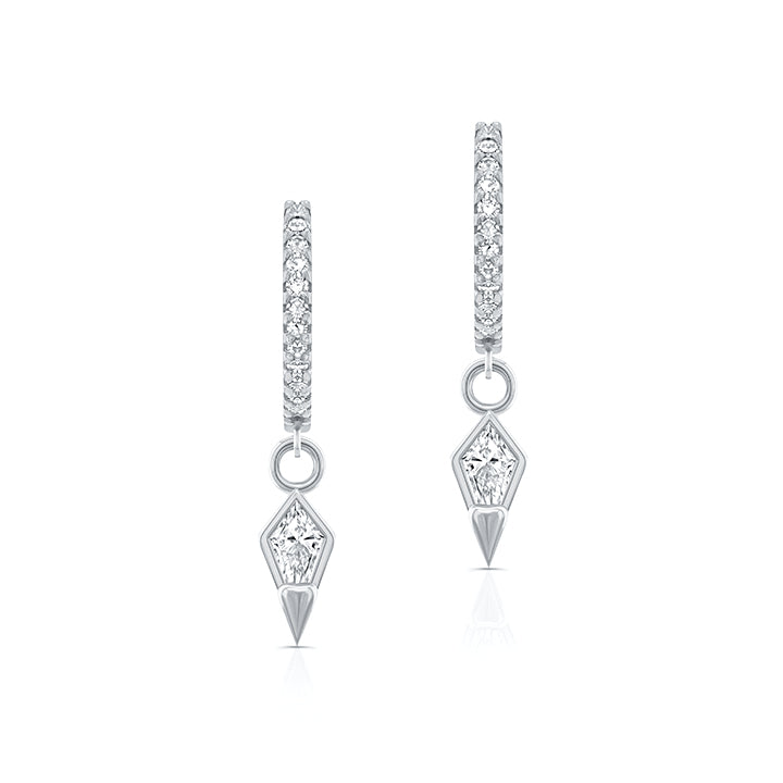 Kite Shaped Diamond Drop Huggie Hoops
