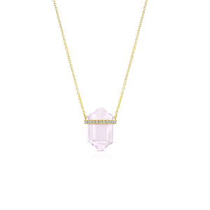 14K Gold Kunzite Crystal Pendant by Carter Eve Jewelry